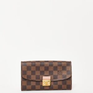 Louis Vuitton Damier Ebene Coated Canvas Croisette Wallet On Chain | AlmaBagz