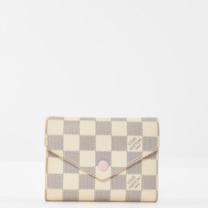 Louis Vuitton Damier Azur Coated Canvas Rose Ballerine Victorine Wallet | AlmaBagz