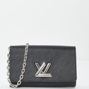 Louis Vuitton Black Epi Leather Twist Lock Wallet On Chain | AlmaBagz