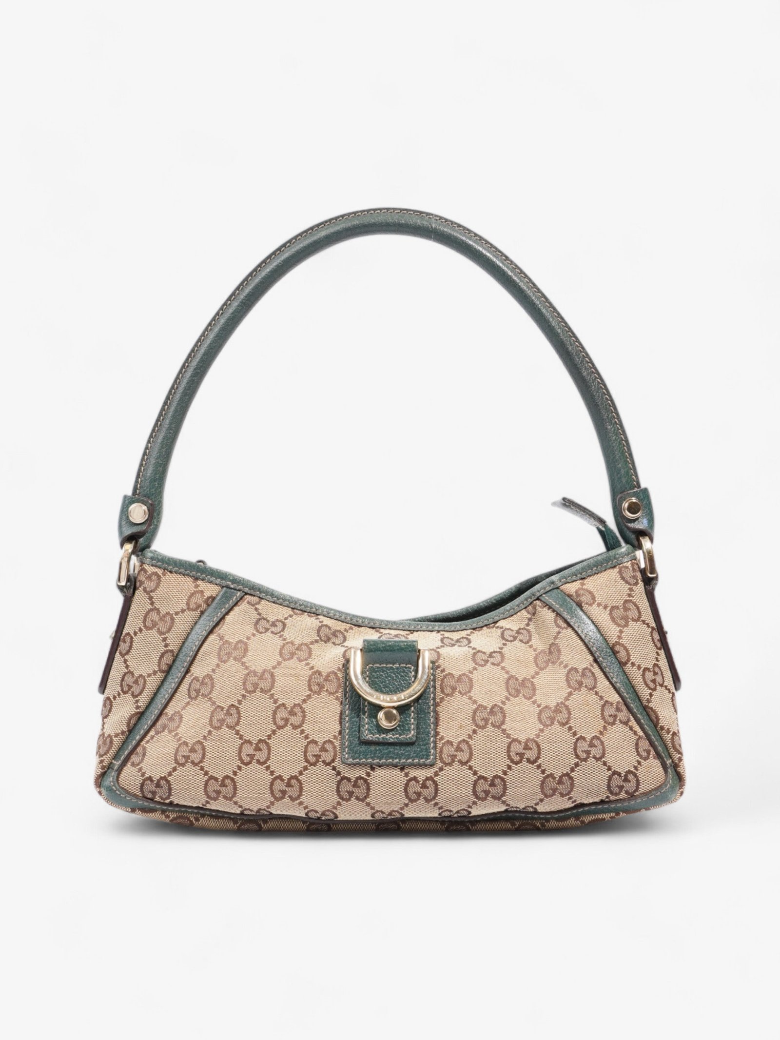 Gucci Abbey D Ring Beige And Ebony GG Supreme / Green Canvas | AlmaBagz - Image 9