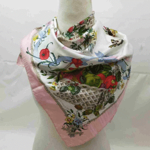 Gucci Colorful Floral Berry Print Extra Large Silk Scarf | AlmaBagz