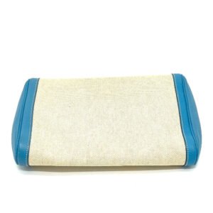 HERMES Clutch bag Toile Ash / Taurillon Clemence blue Equi Pouch Women Used | AlmaBagz