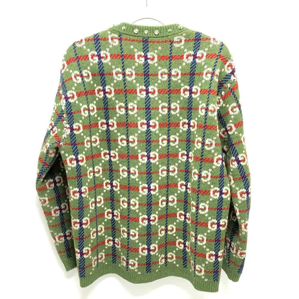 GUCCI sweater 713571 wool green GG Studs | AlmaBagz