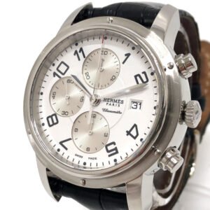 HERMES Watches Mechanical Automatic CP1.910 Stainless Steel Silver Clipper Chrono white dial mens Used | AlmaBagz