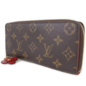 LOUIS VUITTON Long Wallet Purse M62940 Monogram canvas Brown Flower charm Portefeuille Clemence Women Used | AlmaBagz