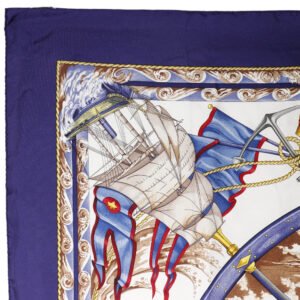 HERMES scarf silk purple Kazeyo Fuke Vive le vent Carre90 Women Used | AlmaBagz