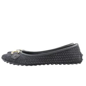 LOUIS VUITTON Ballet shoes Suede black Flat ballerina LV logo 36 1/2 | AlmaBagz