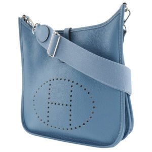 HERMES Shoulder Bag Taurillon Clemence light blue Evelyn 3PM Women Used | AlmaBagz