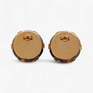 Gucci Web Stud Earrings Gold / Yellow / Blue Resin | AlmaBagz