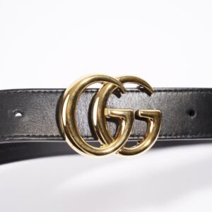 Gucci Marmont Belt Black / Gold Leather 80cm 32" | AlmaBagz