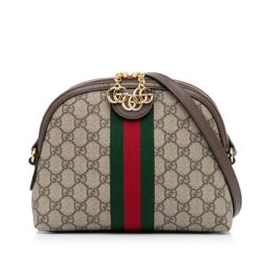 Gucci Ophidia Web Dome Small Brown GG Supreme Canvas | AlmaBagz