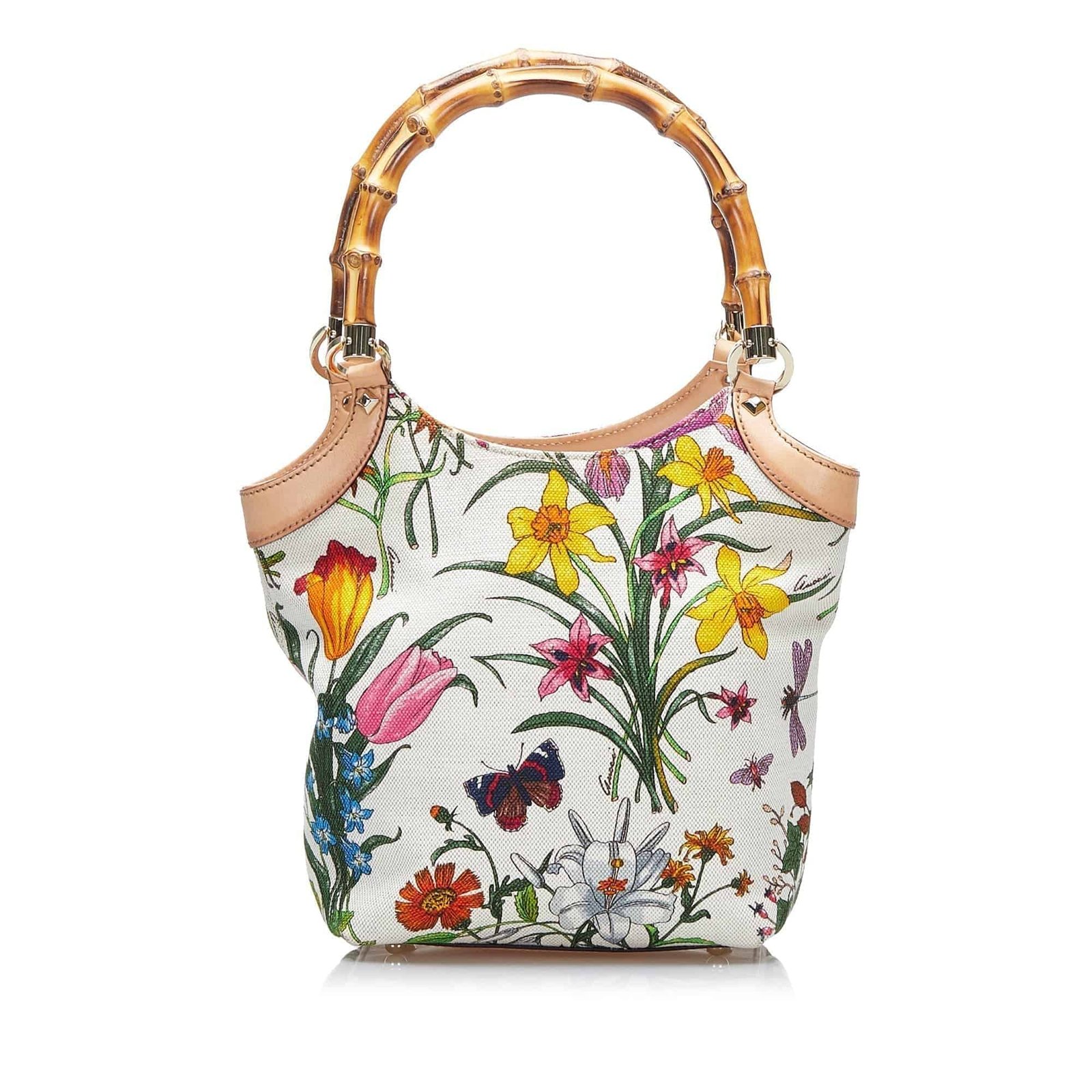 Gucci Bamboo Flora Handbag | AlmaBagz