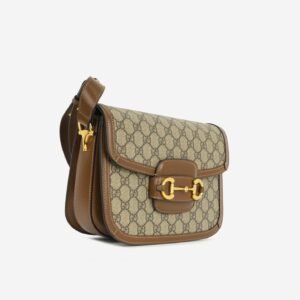 Gucci Gucci - Small Horsebit Crossbody 1955 - Beige/Dark brown GG Supreme canvas GHW - | AlmaBagz
