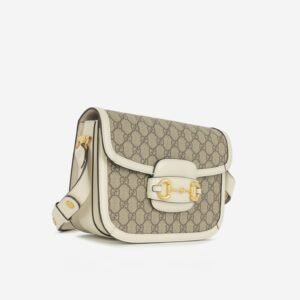 Gucci - Small Horsebit Crossbody 1955 - White GG Supreme canvas GHW - | AlmaBagz