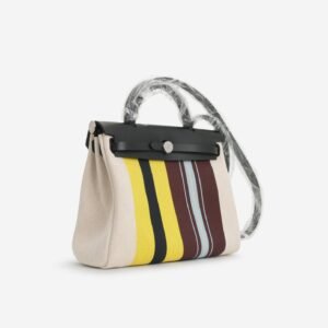 Hermes - Herbag 31 - Rayures D'equipage Ecru Motif PHW - 2024 - Brand New | AlmaBagz