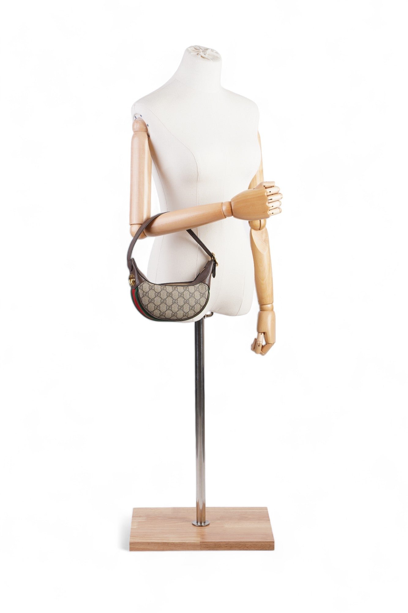 Gucci GG Mini Ophidia Beige And Ebony GG Supreme / Gucci Stripe Coated Canvas | AlmaBagz