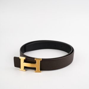 Hermes 32mm Reversible Belt Swift/Epsom - Noir/Chocolat (80cm) | AlmaBagz