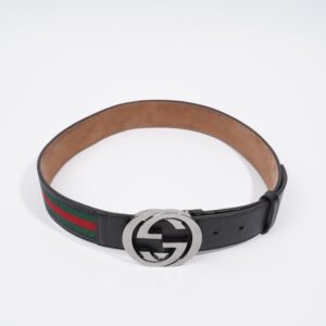 Gucci Gucci Stripe Belt Black / Green / Red Leather 75cm 30" | AlmaBagz