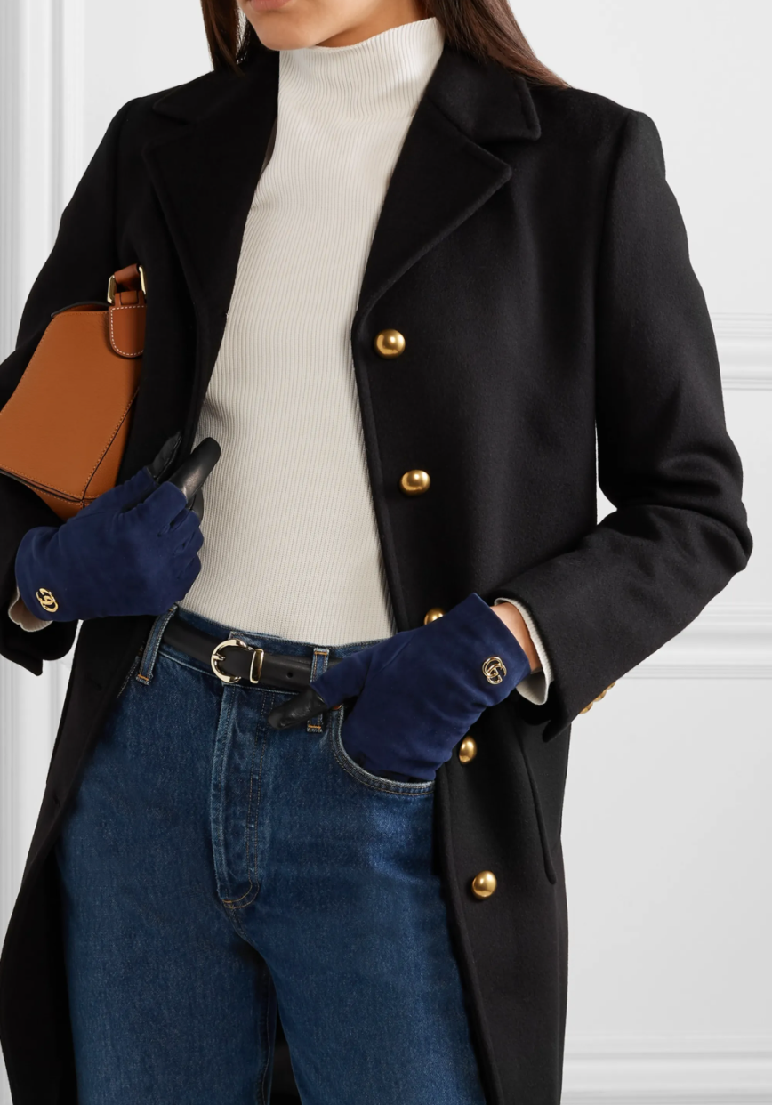 Gucci GG Suede and Leather Gloves in Viola | AlmaBagz