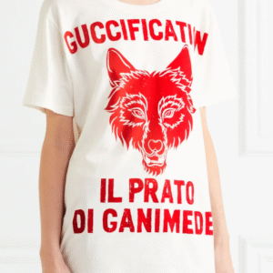 Gucci Printed Guccification Cotton-jersey Oversized T-shirt in White | AlmaBagz