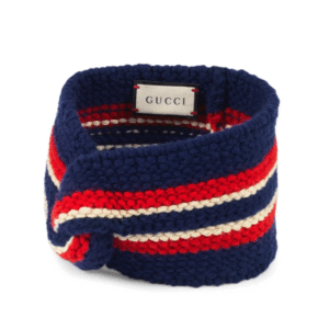 Gucci Wool Blend Twist Headband In Navy and Red | AlmaBagz