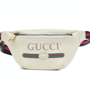 Gucci Logo Belt Bag in White Leather | AlmaBagz