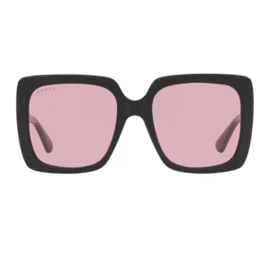 Gucci Square Frame Crystal Logo Sunglasses in Black | AlmaBagz