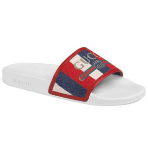 Gucci Sylvie Web Slide Sandals in White | AlmaBagz