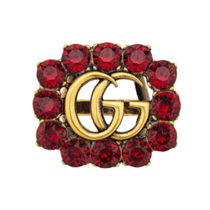 Gucci Marmont Double G Pink Crystal Ring in Gold | AlmaBagz