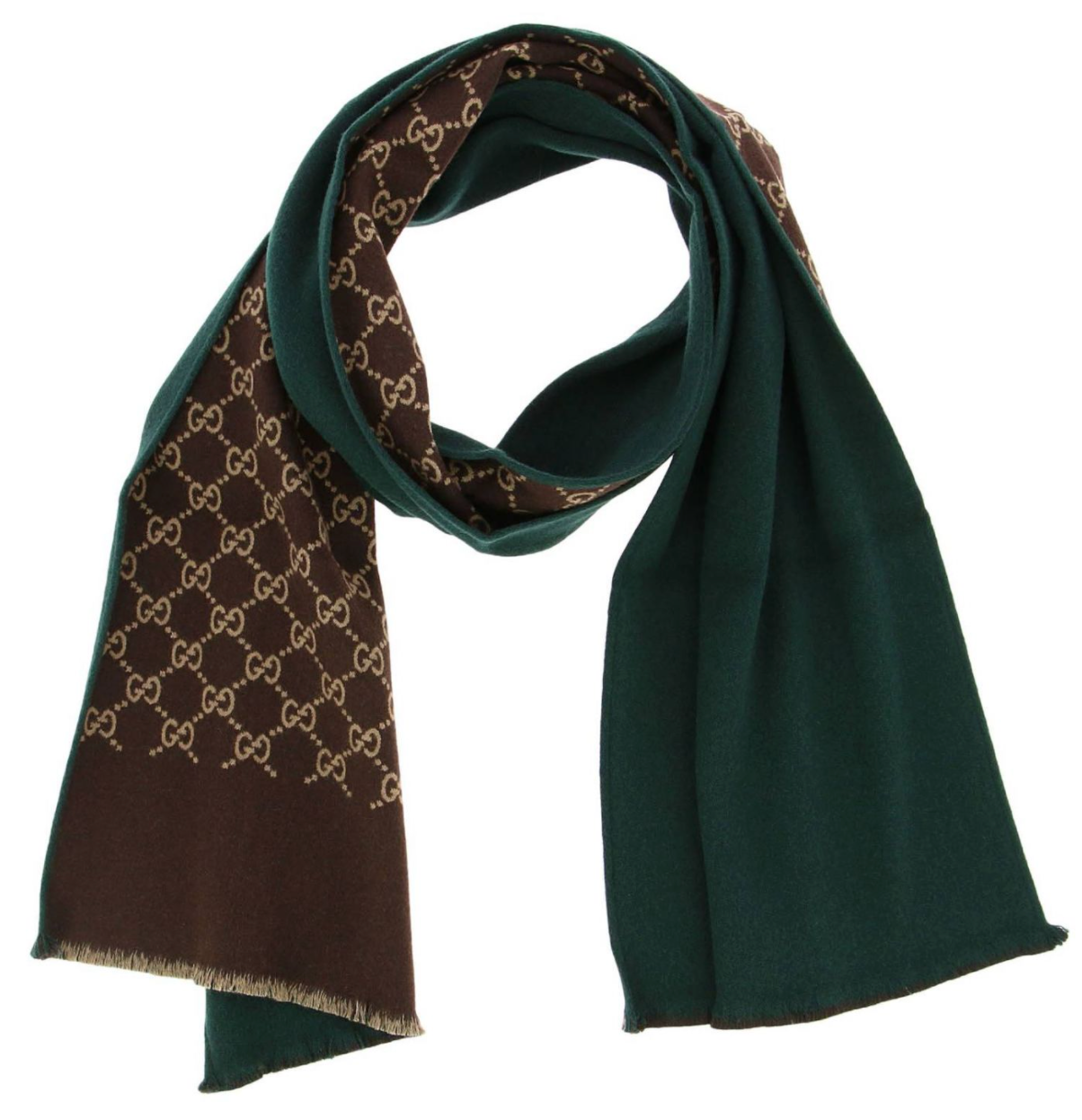 Gucci GG Reversible Wool Scarf in Green | AlmaBagz