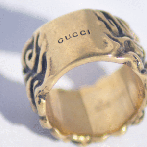 Gucci Lionhead Mane Ring in Antique Gold | AlmaBagz
