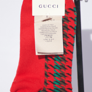 Gucci Houndstooth Socks with Interlocking G in Red | AlmaBagz