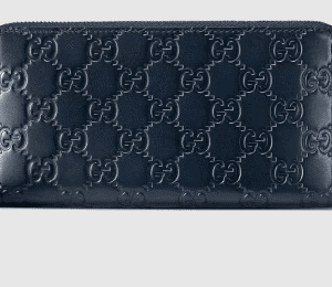 Gucci Signature Zip Around Wallet in Blue | AlmaBagz