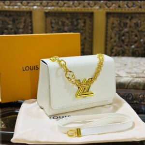 Louis Vuitton New Logo Edition Women's Crossbody Bag with Stylish Long Chain (White 1) | AlmaBagz