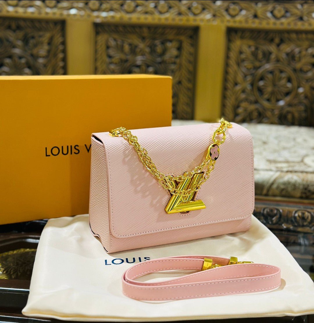 Louis Vuitton New Logo Edition Women's Crossbody Bag with Stylish Long Chain (Pink 1) | AlmaBagz