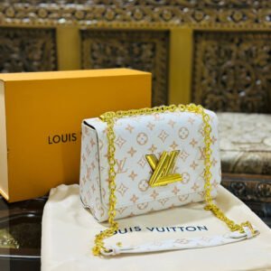 Louis Vuitton New Logo Edition Women's Crossbody Bag with Stylish Long Chain (White 2) | AlmaBagz
