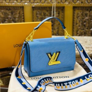 Louis Vuitton New Logo Edition Women's Crossbody Bag with Stylish Long Chain (Blue 2) | AlmaBagz