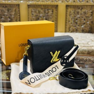Louis Vuitton New Logo Edition Women's Crossbody Bag with Stylish Long Chain (Black 3) | AlmaBagz