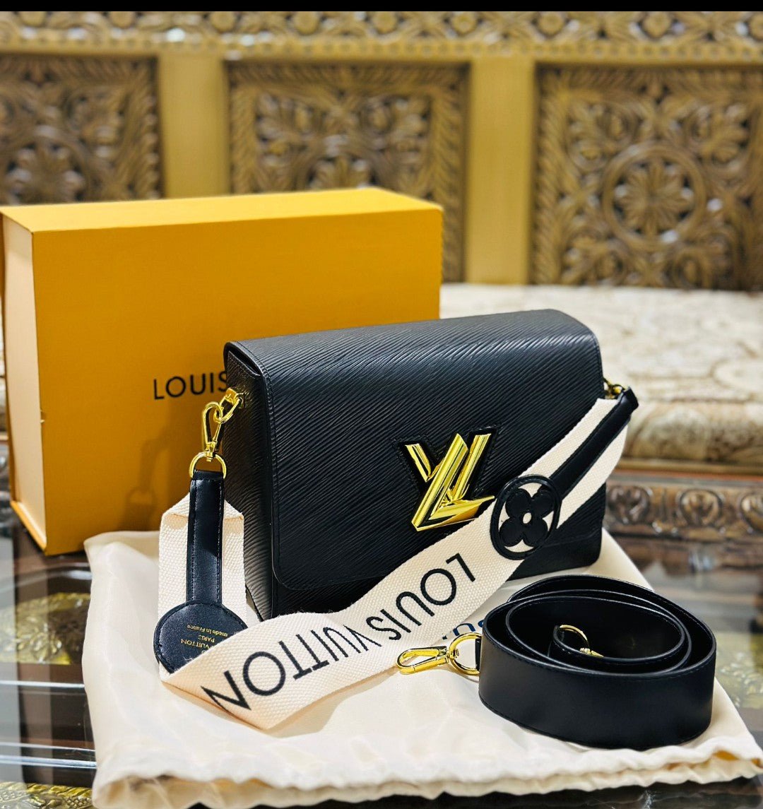 Louis Vuitton New Logo Edition Women's Crossbody Bag with Stylish Long Chain (Black 3) | AlmaBagz
