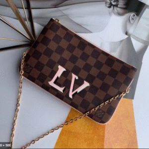 Louis Vuitton Double Zip Pochette Damier Ebene Louis Vuitton Print | AlmaBagz