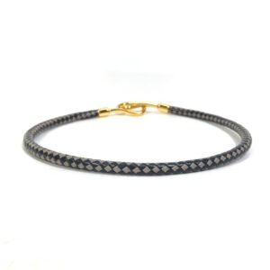 HERMES bracelet leather Black Grey Accessories Jumbo bracelet Women Used | AlmaBagz