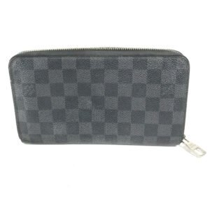 LOUIS VUITTON Long Wallet Purse N63077 Damier Grafitto Canvas black Damier Zippy Organizer mens Used | AlmaBagz