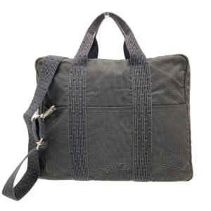HERMES Business bag canvas gray 2WAY Shoulder Bag Her Line mens Used | AlmaBagz