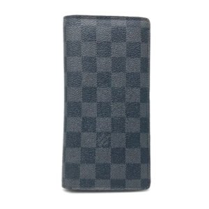 LOUIS VUITTON Long Wallet Purse Damier Grafitto Canvas black Portefeuille Brazza K/K with initial | AlmaBagz