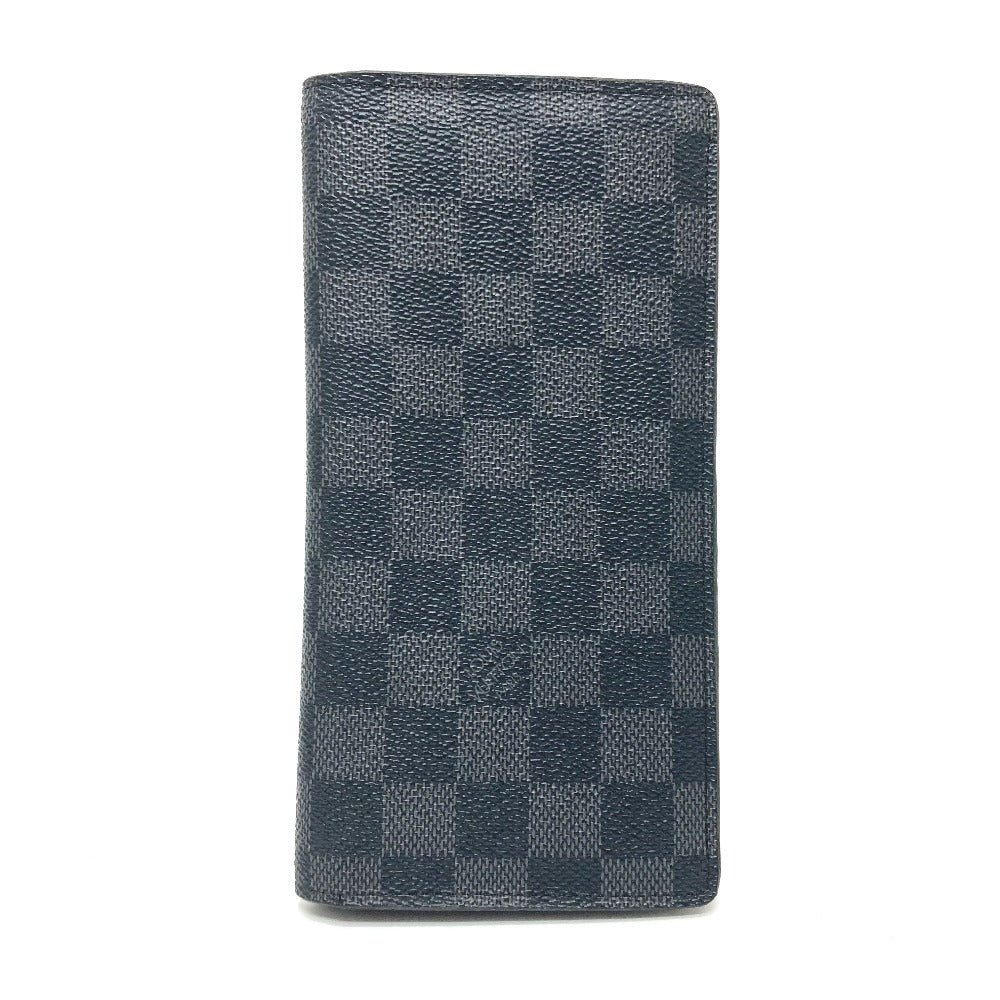 LOUIS VUITTON Long Wallet Purse Damier Grafitto Canvas black Portefeuille Brazza K/K with initial | AlmaBagz