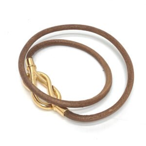 HERMES bracelet Leather / metal Brown x Gold Head | AlmaBagz