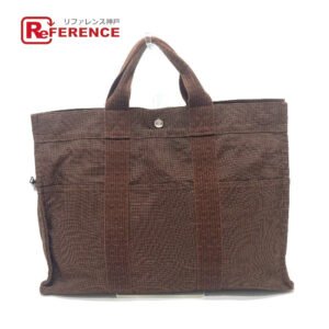 HERMES Tote Bag canvas Brown Her LineTote MM Women Used | AlmaBagz