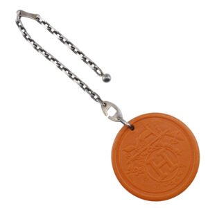 HERMES key ring Leather, Silver925 Orange Key charm KYOTO TAKASHIMAYA 2008 Takashimaya limited Women Used | AlmaBagz