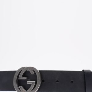 Gucci Interlocking GG Belt Black Leather 95cm 38" | AlmaBagz