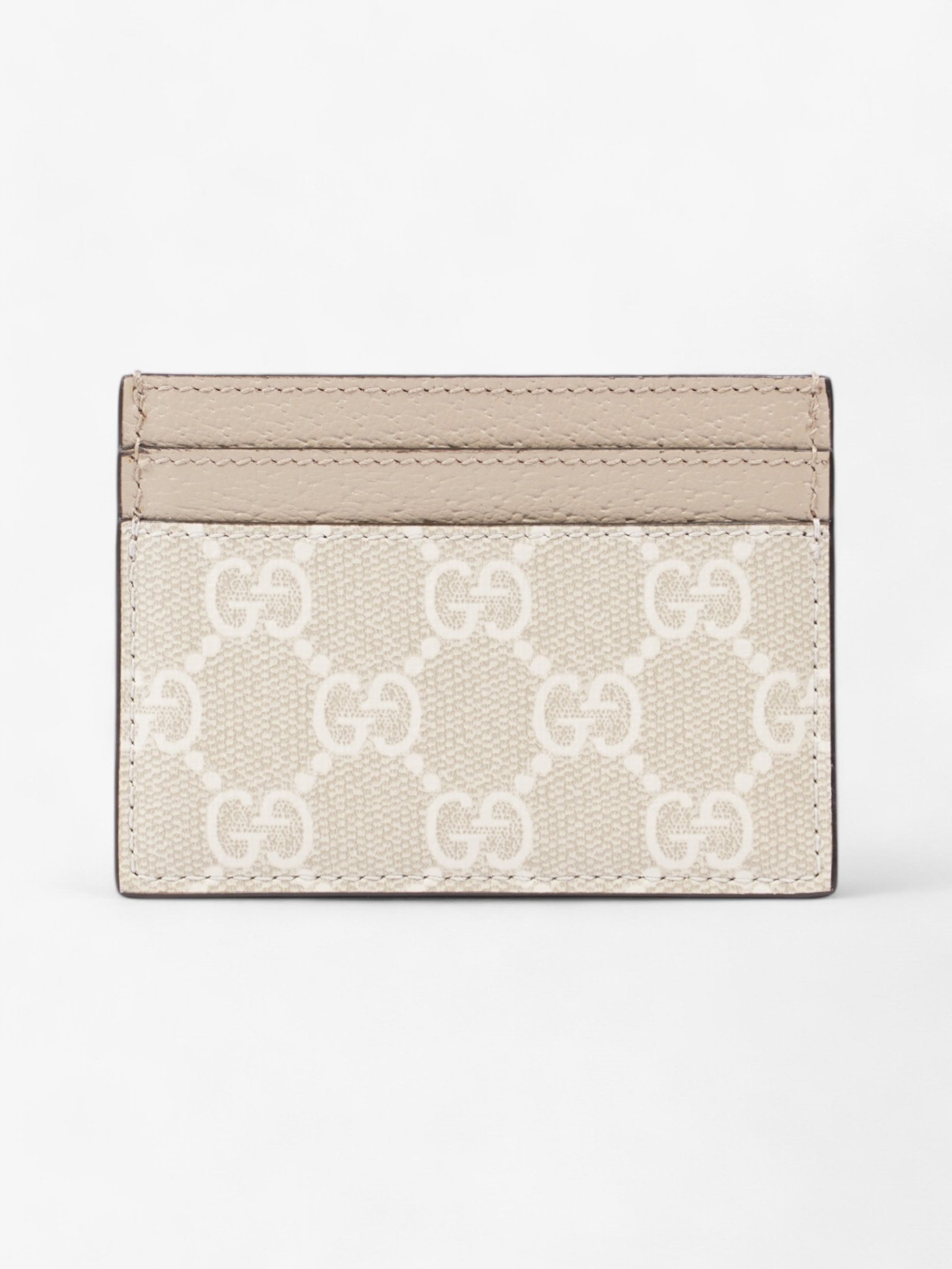 Gucci GG Card Holder Taupe / Gold Canvas | AlmaBagz